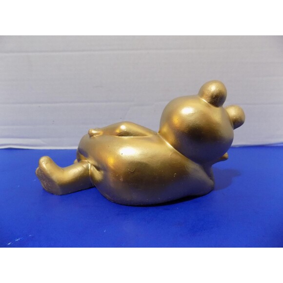 NEW Gold Frog Figurine Statue Frogs Plaster Posing - Picture 4 of 4